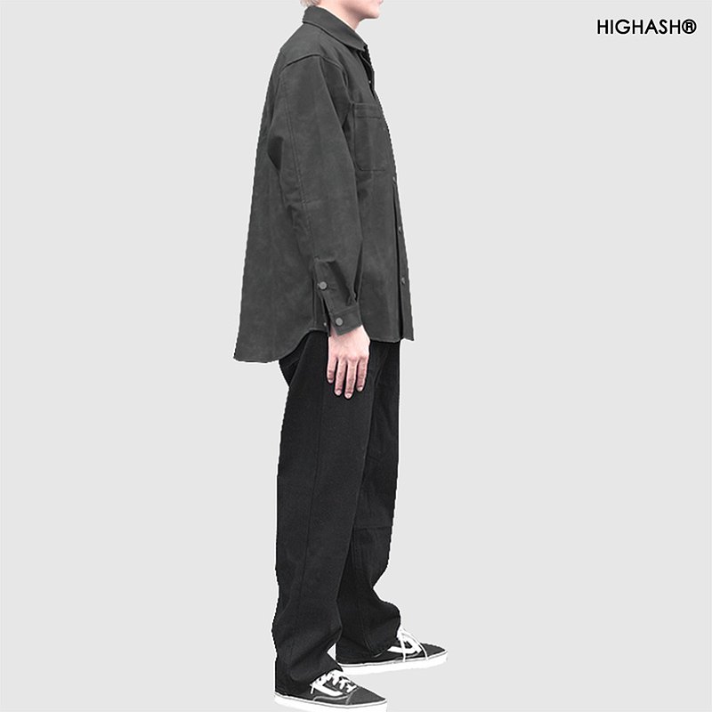 HIGHASH高級灰原創設計微寬松黑色基礎款休閒男士長褲直筒牛仔褲