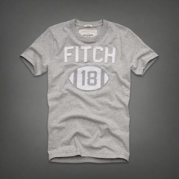 美國百分百【Abercrombie & Fitch】T恤 AF 短袖 T-shirt 麋鹿 S號 淺灰 橄欖球 E742
