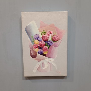 花束-油畫作品 展示品 教案樣本 換季出清 海洋油畫