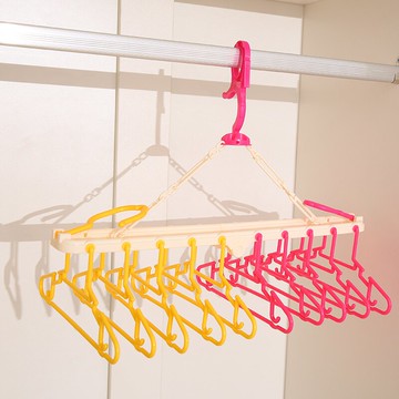 家用折疊兒童衣架小號嬰兒防風曬衣架寶寶晾衣架塑料內衣掛衣架子1入