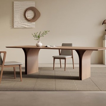 公司貨 超低價 北歐極簡餐桌全實木大板餐桌長方形設計師意式別墅侘寂風現代簡約 快速發貨