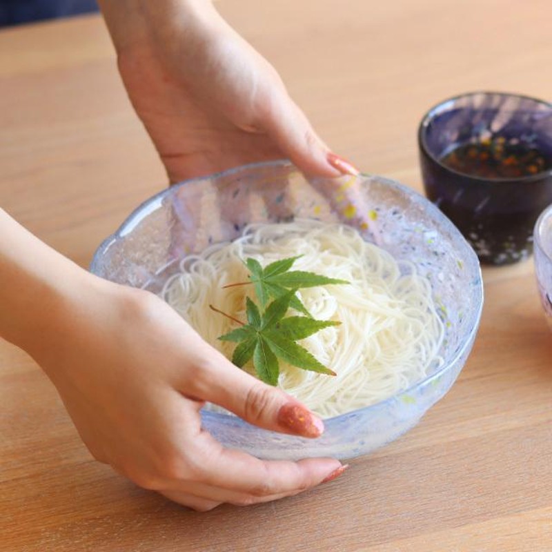 TOMICRAFT 江戸硝子 うきよ そうめんセット(そうめん 食器セット 夏 食器 和食器 ガラス食器 そばちょこ セット そうめん鉢 ペア食器 素麺鉢  ガラス 蕎麦猪口) | LINEショッピング