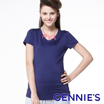 Gennies奇妮 小V領舒爽涼感紗春夏上衣-黃/綠/紫(G3703)