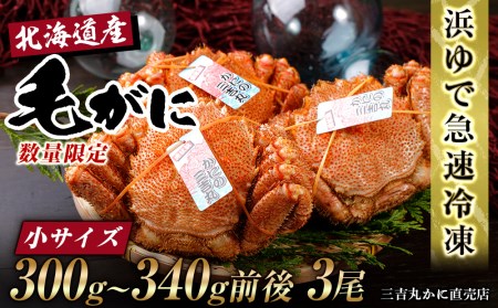 北海道産 冷凍ボイル毛ガニ (300g-340g前後) 3尾