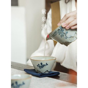 JOJO'S L. PD.紫泉澗.手繪藤花日式陶瓷快客一壺兩杯戶外 | 圈樓