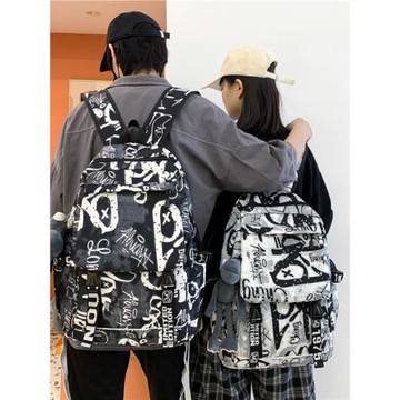 潮酷雙肩包男士個性涂鴉高中大學生書包情侶休閑旅行包校園背包