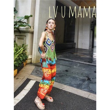 波西米亞彩色流蘇毛背心鉤花毛線編織吊帶鏤空海邊度假沙灘上衣夏