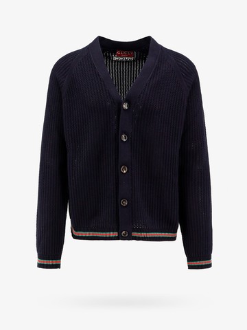 Ajour cotton cardigan with web detail - GUCCI - gender_Man
