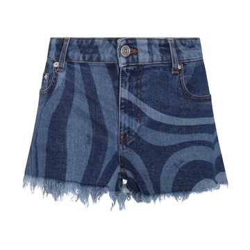 Emilio Pucci - Light And Dark Blue Cotton Blend Denim Shorts