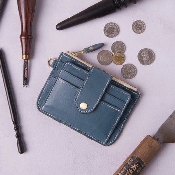 零錢卡包Card Holder with Coin Purse Wallet/ 莫蘭迪藍