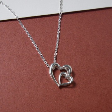 心心系列--心連心純銀頸鍊