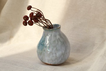 手捏陶  花器  小瓶