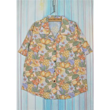 自制衣舍【水果系】原創復古vintage夏季短袖寬松花襯衫印花圖案