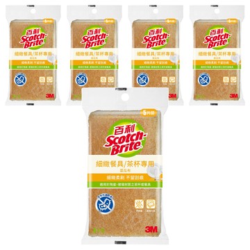 3M Scotch-Brite 百利 細緻餐具/茶杯專用菜瓜布 黃色  5包  5片