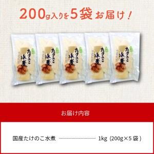 ふるさと納税 国産 たけのこ 水煮 200g×5 計1kg　N067-A0188 宮崎県延岡市