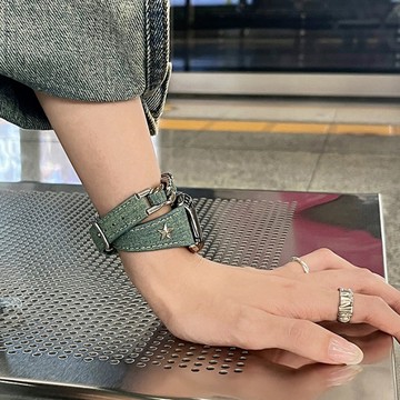 雙圈牛仔錶帶 金屬錶帶 適用 Apple Watch 錶帶 S12 11 10 9 8 SE Ultra 蘋果手錶錶帶
