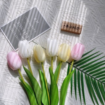 現貨🔺6支一組 溫柔色仿真鬱金香｜拍照花束 假花 鬱金香 奶油色 鬱金香 仿真花 假花 餐桌 裝飾 ins風
