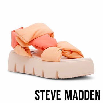 STEVE MADDEN-BONKERS 布面粗帶厚底涼鞋-橘色