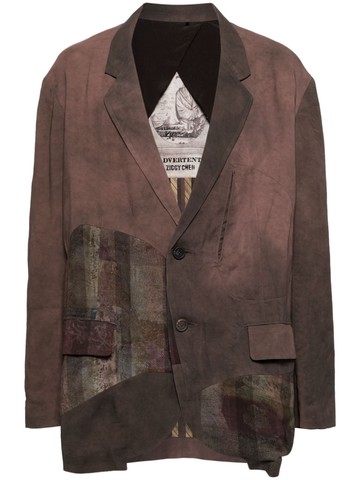 Ziggy Chen - asymmetrical-print patchwork blazer - men - Viscose/Viscose/Cupro/Elastane/Cotton/Cotton/Silk - 46 - Purple