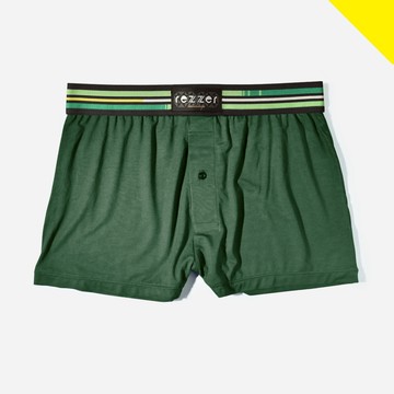 短版平口褲 ▶萬花筒-綠黃 越界綠【超細纖維】