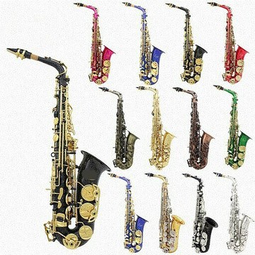 跨境中音薩克斯廠家降E調黑色藍色彩色黃銅薩克斯風管樂器初學鑫弘-戶外運動