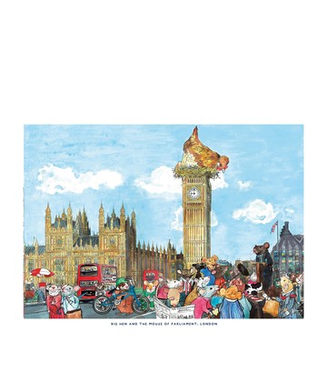 Jo Laing Big Hen and the Mouse of Parliament Print