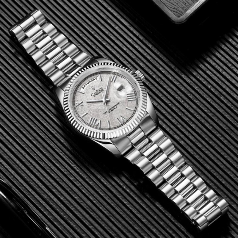 自動巻き腕時計 メンズ 40代 50代 オマージュウォッチ デイデイト CADISEN 機械式 手巻き付き アイスブルー C8185G 父の日  プレゼント 実用的 | LINEショッピング