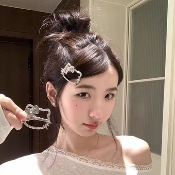🔥精品優選🔥新款滿鑽閃閃水鑽貓咪髮夾劉海夾韓系少女髮卡前額碎髮夾子髮飾品