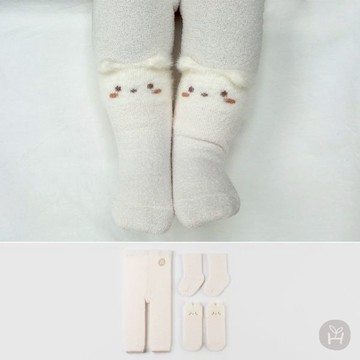 Happy Prince Tama秋冬保暖嬰兒童內搭褲襪+中筒襪3件組 - M