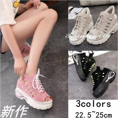 レディース厚底サンダル可愛い美脚身長アップダイエットシューズヒールスニーカーレディースハイカット黒靴ホワイト 通販 Lineポイント最大get Lineショッピング