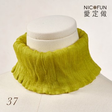 【森林海洋系】俏麗17 柳葉絲⼩摺圍脖 百搭圍脖 100%桑蠶絲 真絲 領巾 圍巾 圍脖 髮帶 皺褶 NicoFun