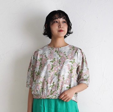 瑪格麗特粉色手紡棉澎袖襯衫 : 可作為短版外套穿搭