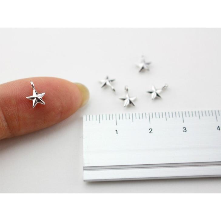 チャーム 星 とんがりデザイン カン付 シルバー 8mm 5ヶ 真鍮 ピアスチャーム 約0.8cm アクセサリーパーツ パーツ