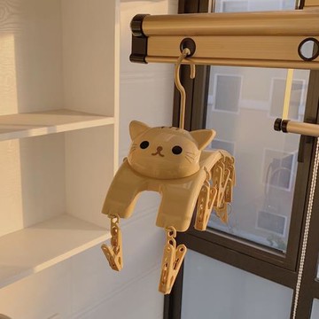可愛貓咪學生宿舍晾襪子衣架多夾塑料兒童多功能襪夾小號便攜陽臺