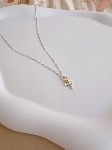 【精緻禮盒】鬱金香純銀項鍊－永恆祝福  #925純銀 優雅 可洗澡