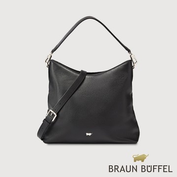 【BRAUN BUFFEL 德國小金牛】台灣總代理 蘿拉-M 大斜背包-黑色/BF855-26-BK