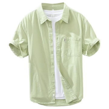 【高品質6色入】襯衫 純棉男生短袖襯衫 素面治愈系襯衫 韓版夏季工作襯衫 商務休閒短袖襯衫 面試襯衫 現貨