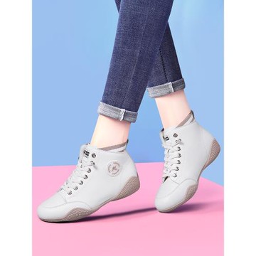 真皮高幫小白鞋女2026新款秋冬單鞋女鞋軟底舞鞋女士運動鞋媽媽鞋
