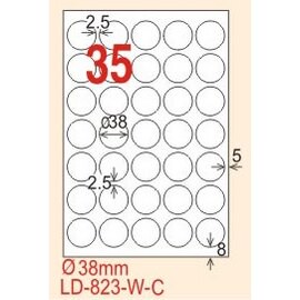 【龍德】LD-823(圓形) 雷射、影印專用標籤-螢光五色 38mm圓 20大張/包【APP滿額下單10%點數(單一帳號最高5000點)】1/31止