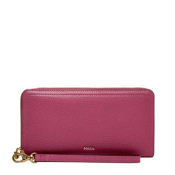 Logan 多層真皮拉鍊RFID防盜長夾-桃紅色 SL7831658
