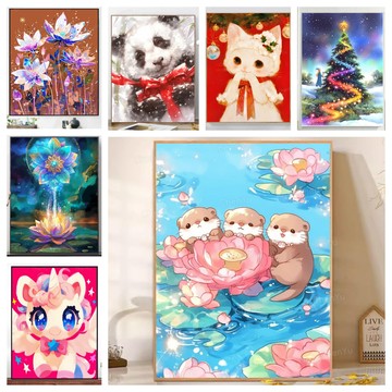 💛盒裝💛台灣現貨💛 新款5D鑽石畫 DIY鑽石貼畫 手工點鑽畫 手作 大幅 水鑽 黏鑽畫 滿鑽 立體貼鑽畫 新年鑽貼