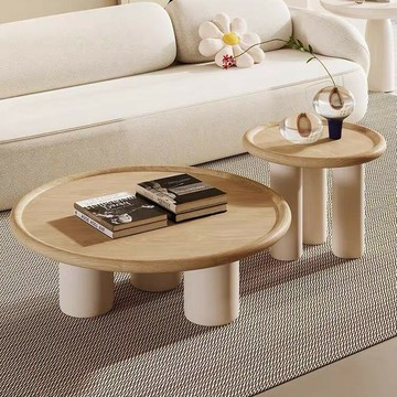 免運/公司貨 茶幾 原木茶幾 實木茶几 法式家用侘寂奶油風出租屋小圓茶幾 桌實木客廳小戶型簡約現代創意 可開發票 全館五折 工廠現貨直銷 新品特價 z10252