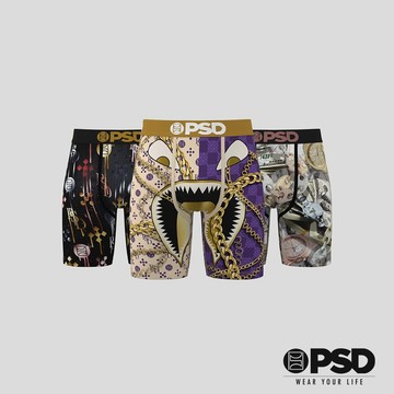 【PSD Underwear 官方旗艦店】3件組- 平口四角褲-金色炫潮
