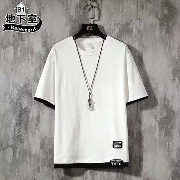 地下室-短袖 休閒素色THFU印花t恤 男裝 男生衣服 五分袖 圓領 夏季百搭【NL623360】