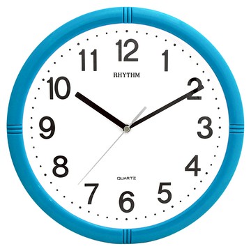 RHYTHM 日本麗聲時計 極簡時尚未來風滑動式超靜音掛鐘  深海藍