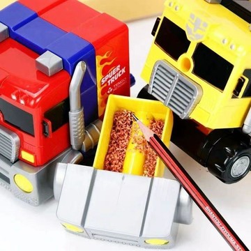 【桃園發貨+免運】男孩學生削筆器大卡車變形金剛玩具卷筆刀創意個性削筆器男孩手搖LBG