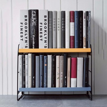 復古鐵藝收納架 雙層  小  灰藍 + 芒果黃  750g  1個