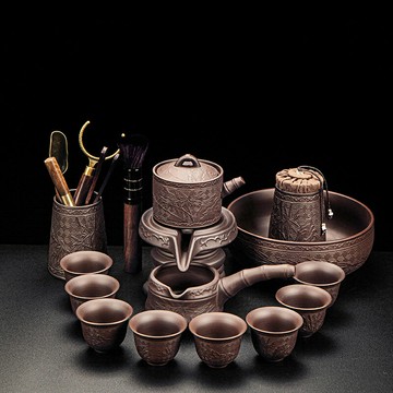 懶人茶具套裝家用紫砂石磨茶盤半自動辦公室便攜功夫茶杯泡茶神器