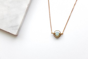 黃銅項鍊 | 海藍寶 | 星球 | 宇宙