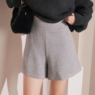 舒適絨面坑條短褲-花灰【KT201297】